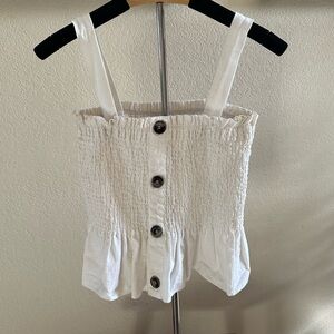 Socialite Cream Smocked Button-Front Blouse